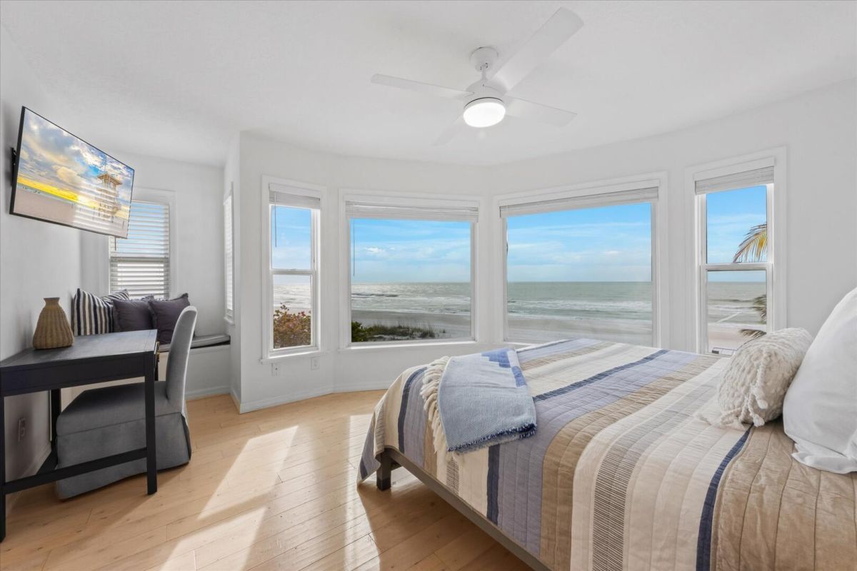 view of the gulf from the main bedroom at the turtle beach home